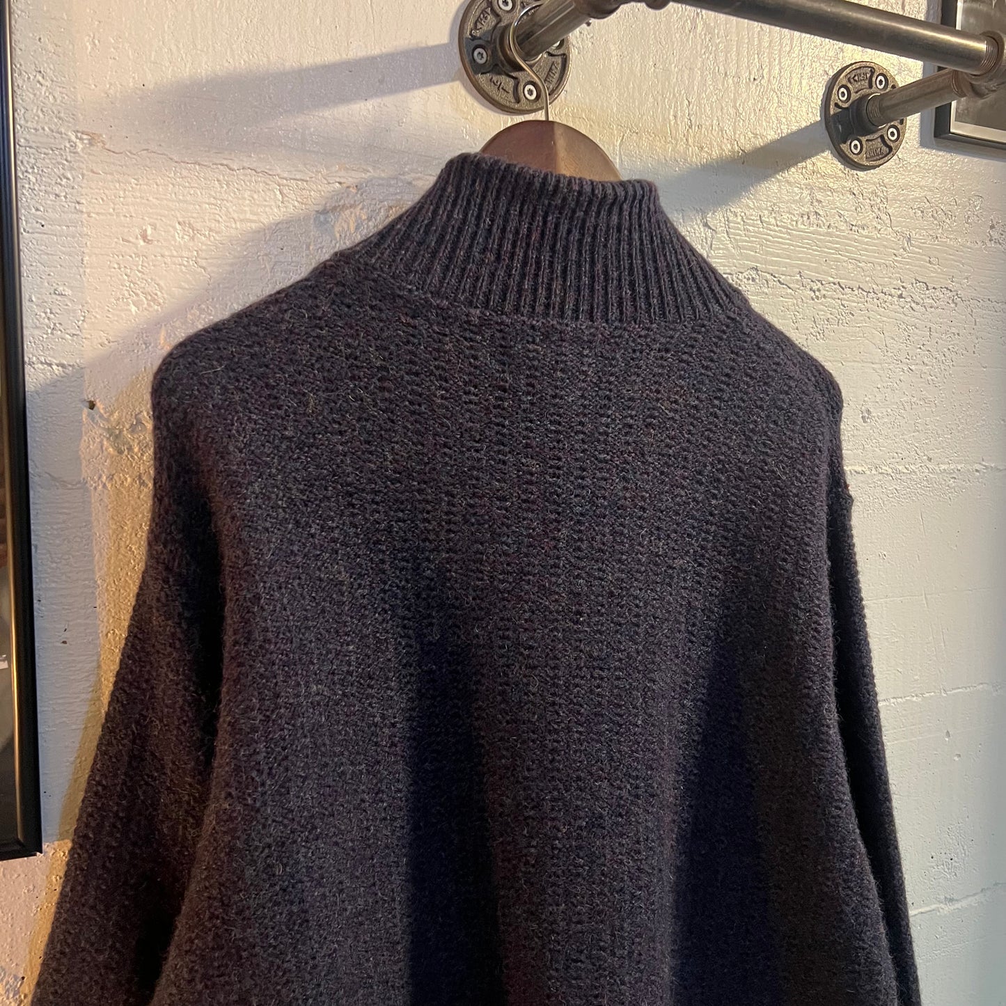 Vintage L.L.Bean 100% Marled Wool Zip-Up Knitted Sweater - Size Large - Made In USA - Blue/Purple/Multi