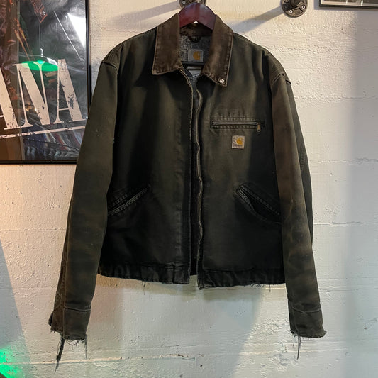 Vintage 2000's  Distressed Embroidered Carhartt Detroit Blanket Lined Jacket - Size Large - Black - J01-BLK