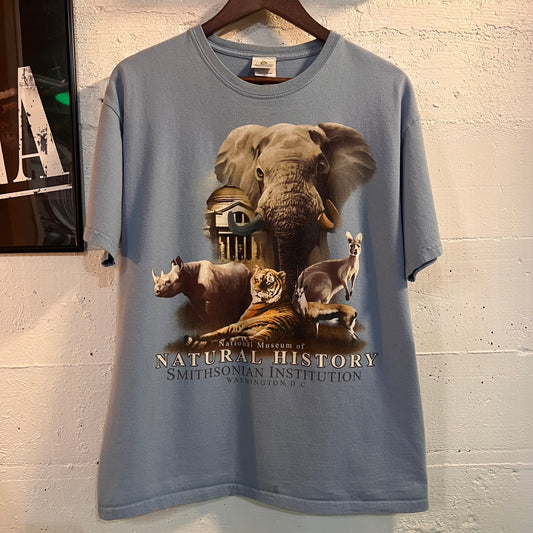 Vintage Smithsonian Institution Natural History Museum Animal T-Shirt - Size Large - Baby Blue