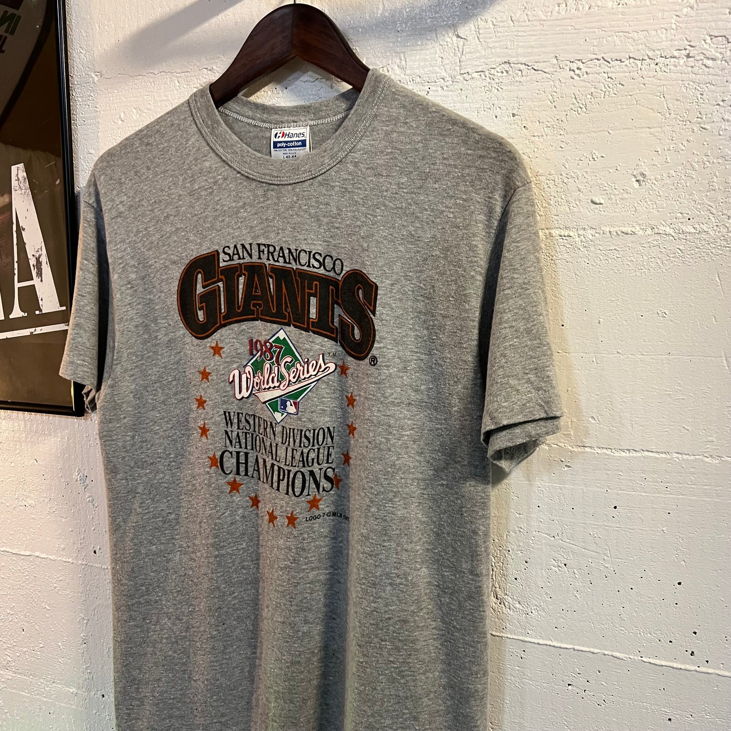 Vintage 1987 San Francisco Giants World Series Single Stitch T-Shirt - Size Large - Made In USA - Grey/Multicolor