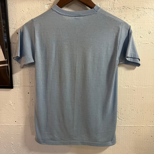 Vintage 70’s ‘We Love Depot Bay’ Sea Lion Single Stitch Baby T-Shirt - Size Youth Large - Made In USA - Baby Blue/Orange/Navy