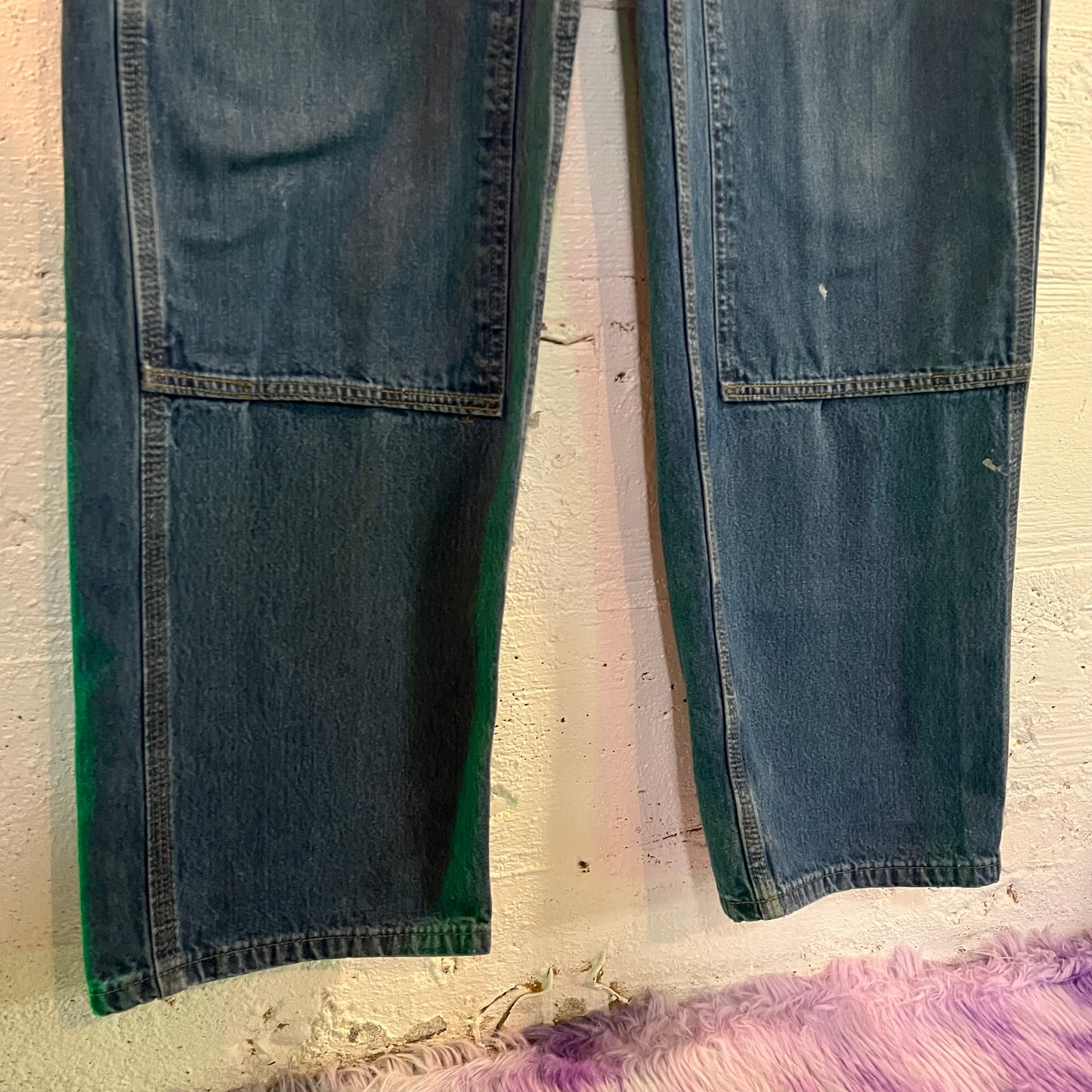 Vintage Denim Carhartt Double Knee Cargo Jeans - Size 34”x36” - B273 DST - Medium Wash
