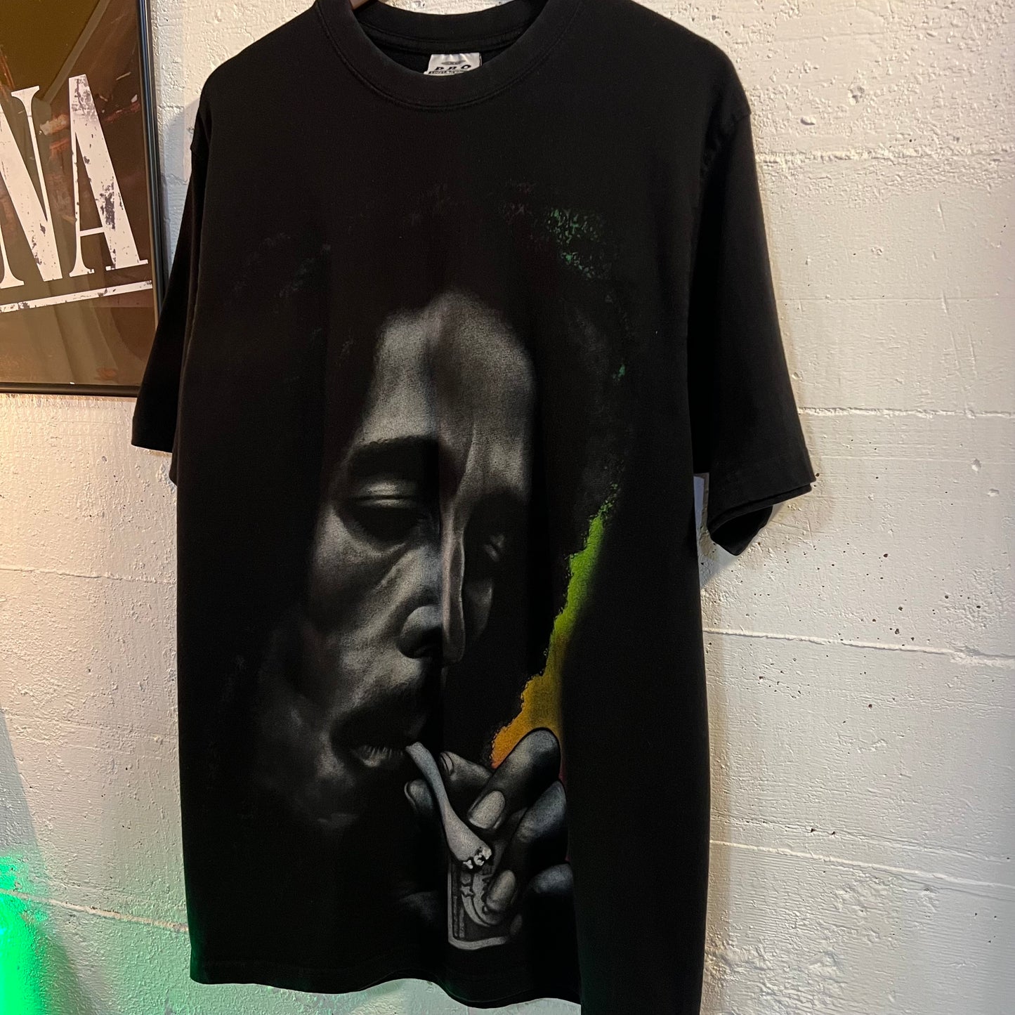 Vintage 2000's Bob Marley Big Print 'Ghetto Rules' T-Shirt - Size XL - Black
