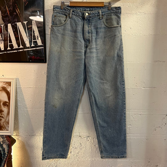 Vintage 80's Distressed/Faded Carhartt Tapered Leg Denim Jeans - Size 34"x 29" - Made In USA - Light Wash
