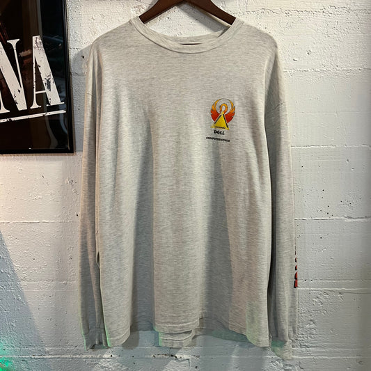 Vintage 90's Dell Computers 'Phoenix' Long Sleeve Single Stitch Graphic T-Shirt - Size XL - Ash Heather Gray