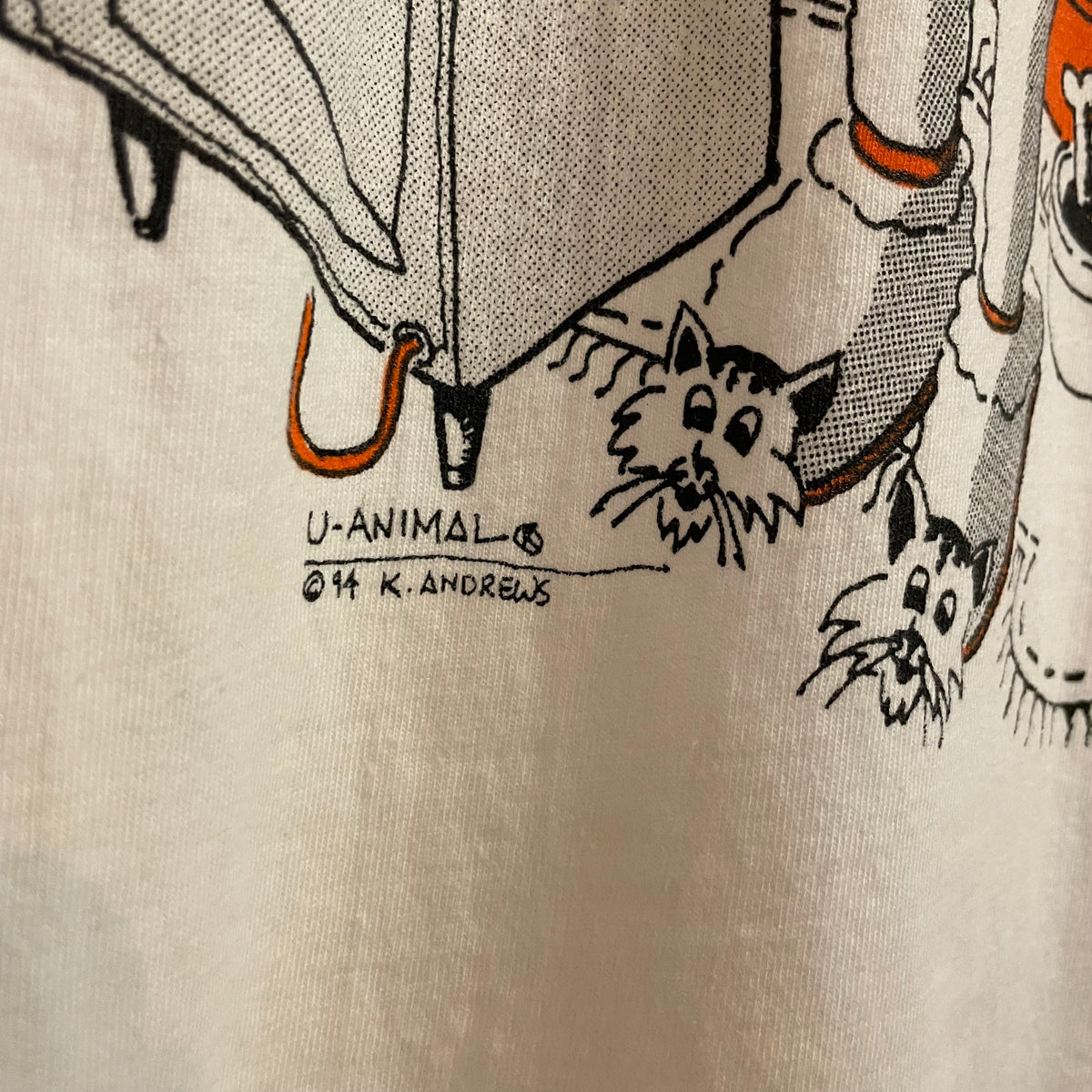 Vintage 90's U-Animal Funny 'Couch Pawtato' Dog Cartoon Single Stitch Cotton T-Shirt - Size Medium - Made In USA - White