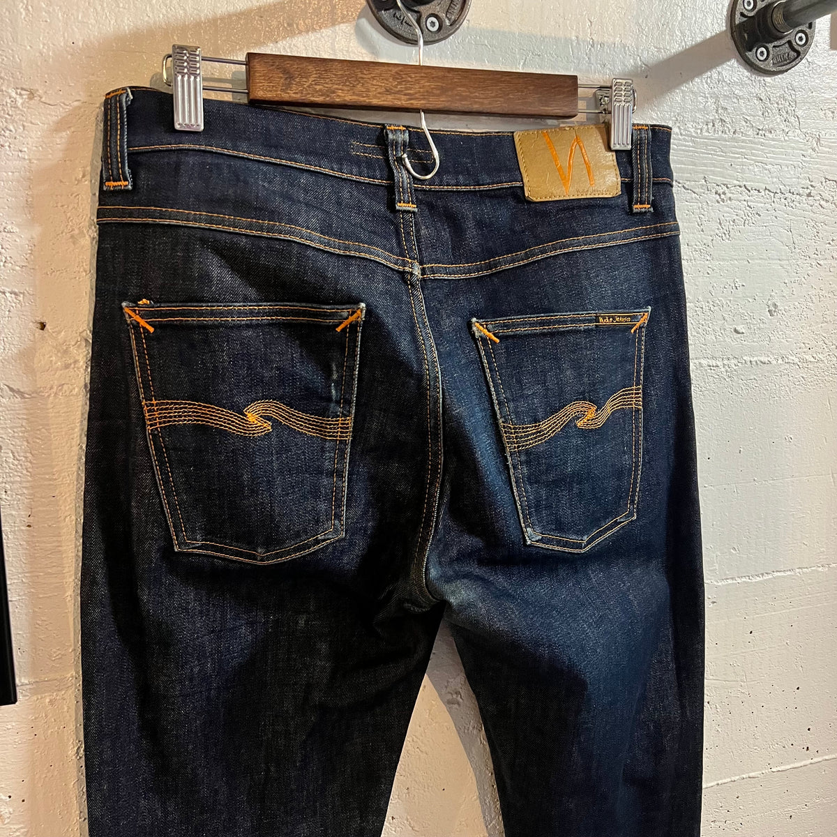 *Pre-Owned* Nudie Jeans Lean Dean 'Dry 16 Dips' Raw Denim Jeans - Size 31" x 30.5" - Made In Italy