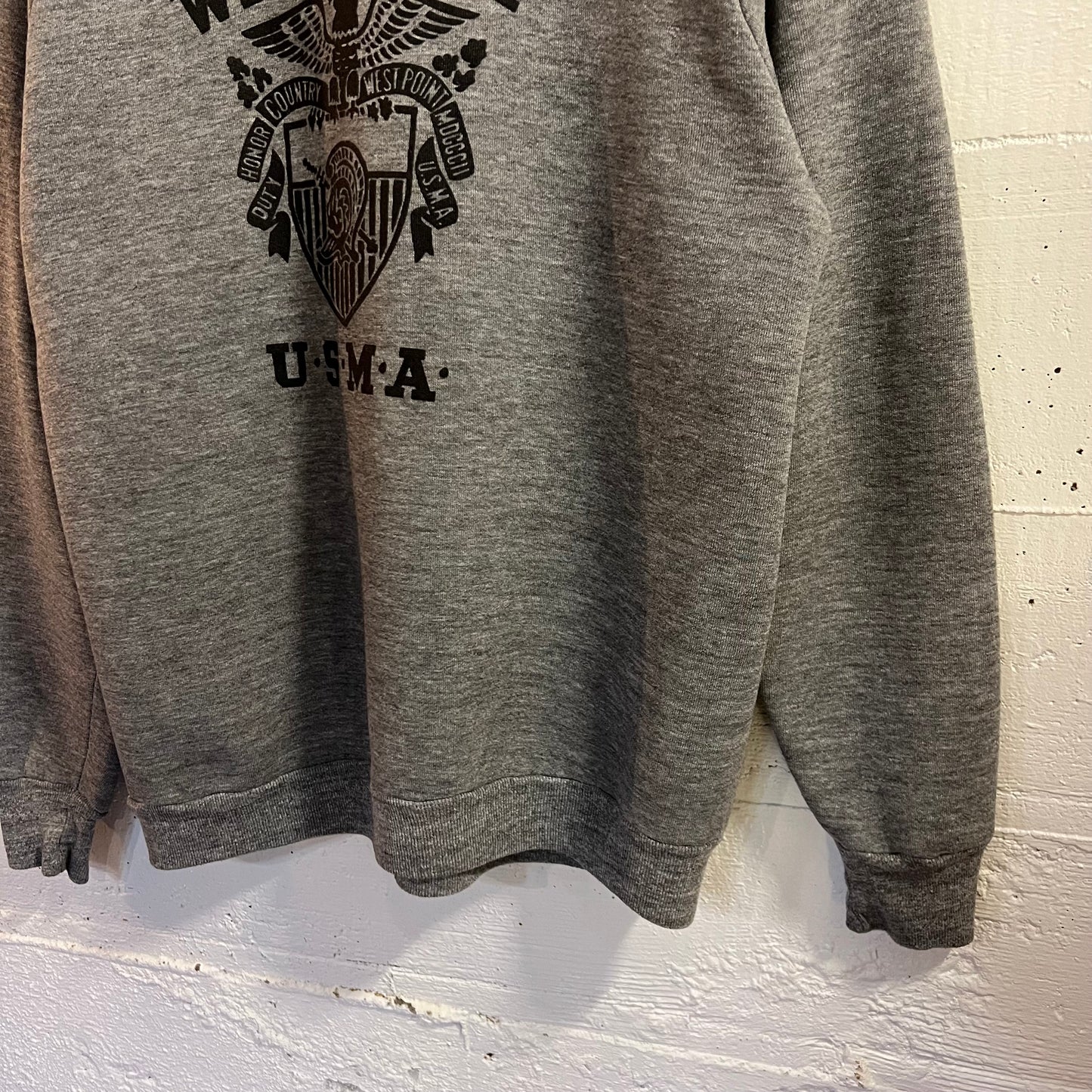 Vintage 80’s Jerzees West Point U.S.M.A. Raglan Crewneck Sweatshirt - Size XL - Made In USA - Heather Grey/Black