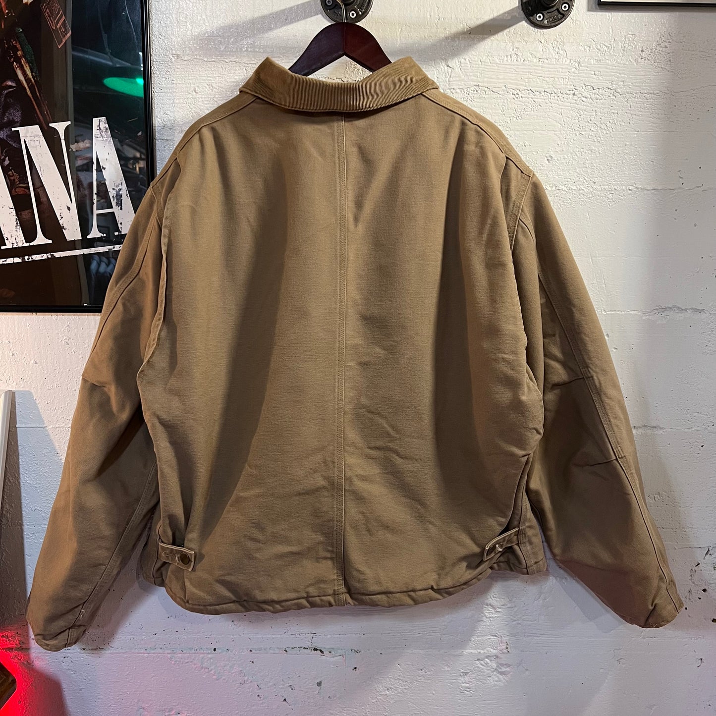 Vintage Carhartt Arctic Detroit Quilt Lined Jacket - Size L/XL - J22 SDL - Beige - Made In USA