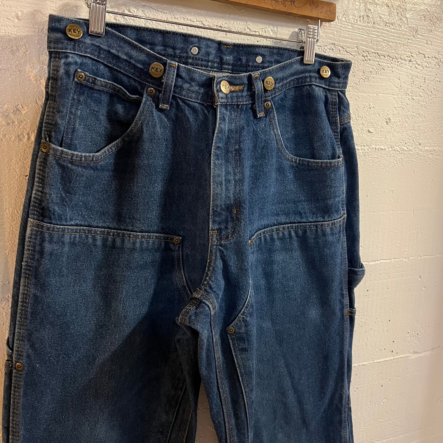 Vintage 90’s Key Double Knee Carpenter Denim Jeans - Size 32x30 - Dark Wash
