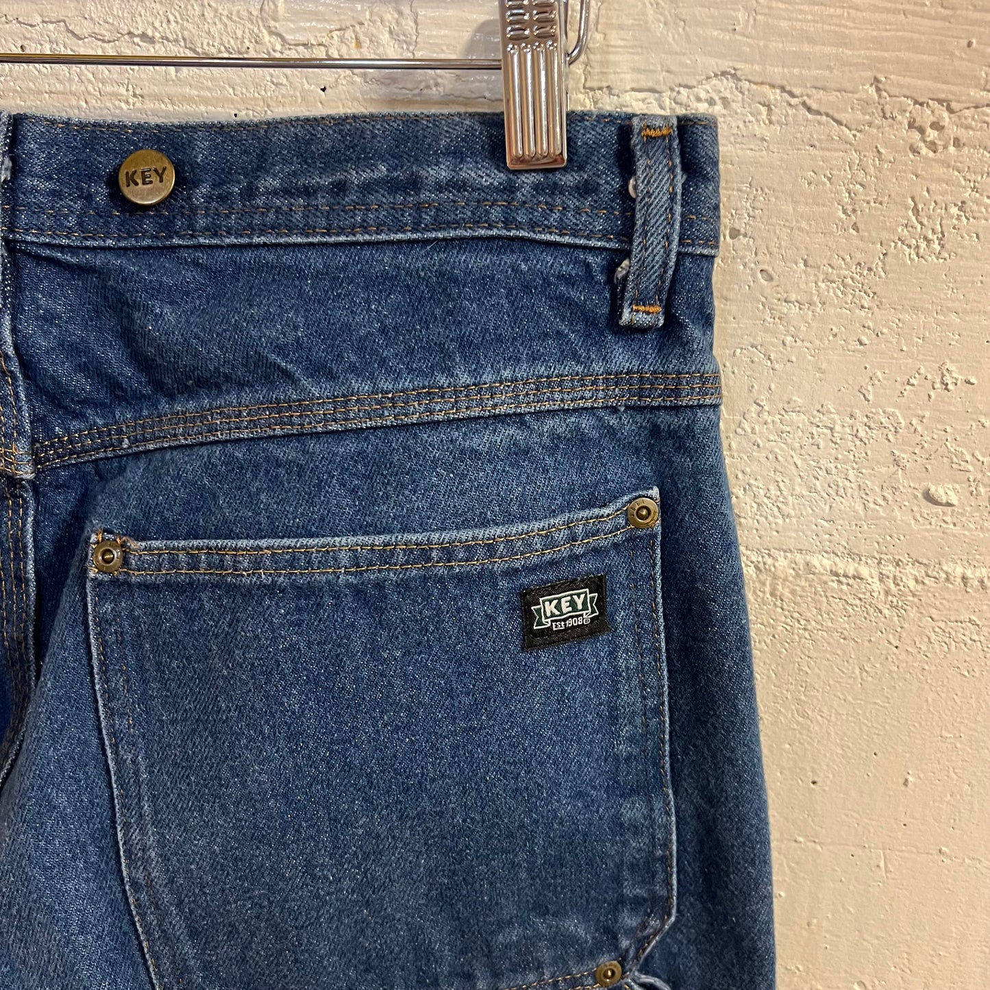 Vintage 90’s Key Double Knee Carpenter Denim Jeans - Size 32x30 - Dark Wash