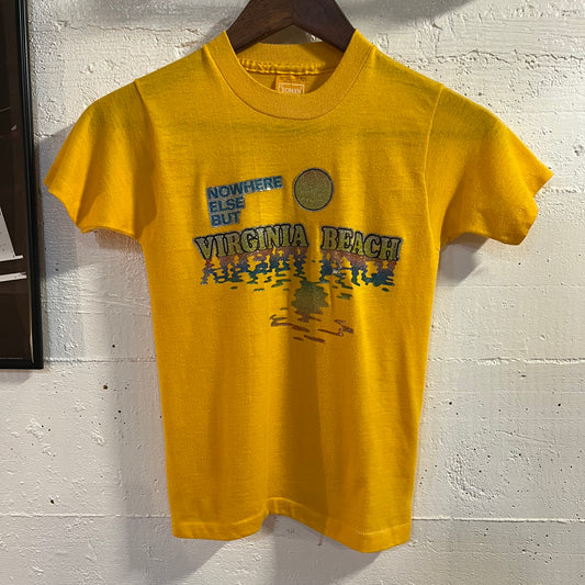 Vintage 80’s Screen Stars Virginia Beach Single Stitch Baby T-Shirt - Size Youth M/L - Made In USA - Yellow