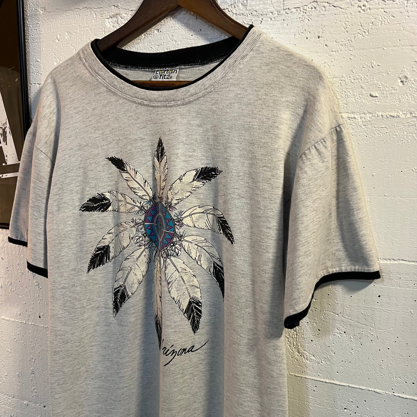 Vintage 90's Contrast Layered Arizona 'Dream Catcher' Graphic T-Shirt - Size Medium - Ash Heather Gray