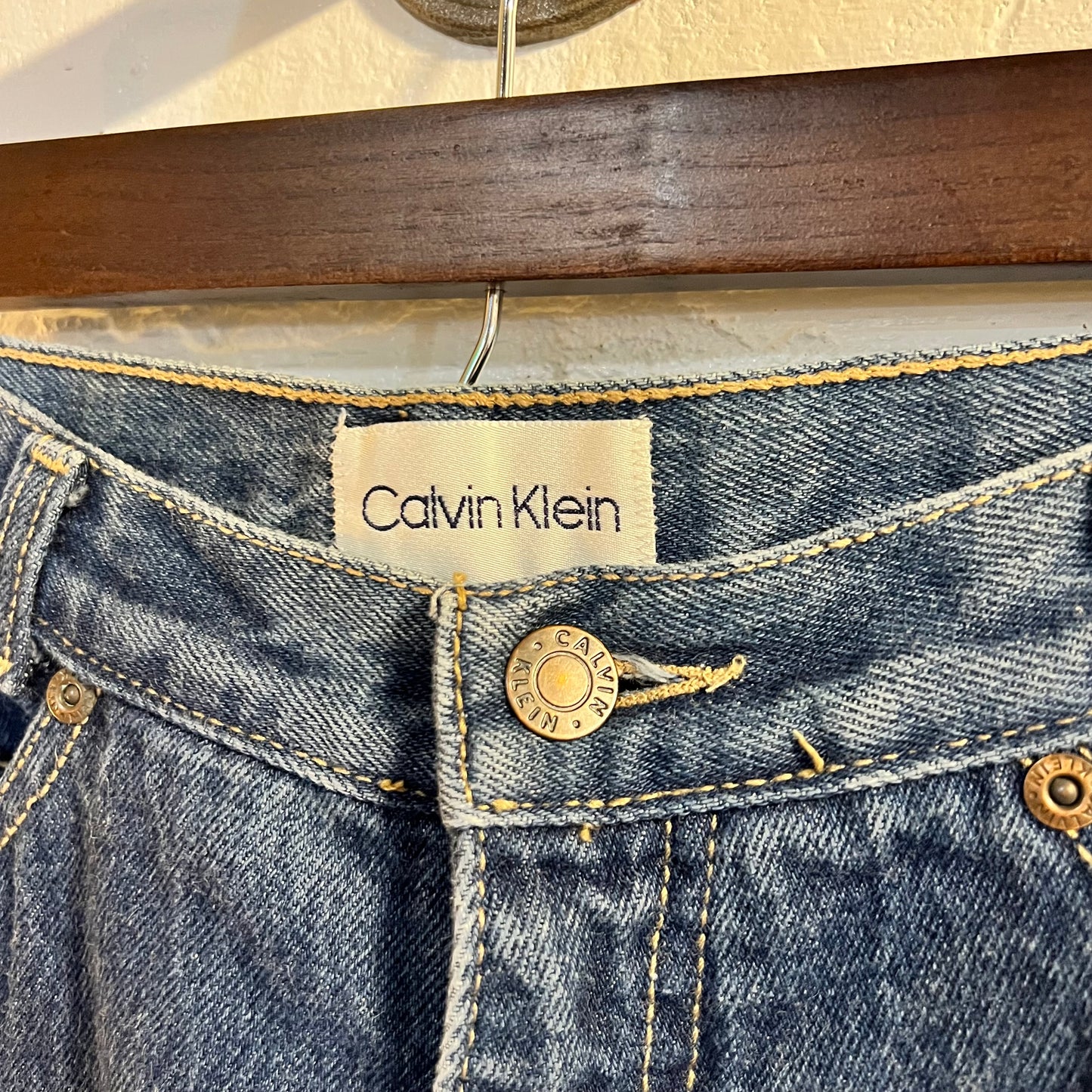 Vintage Calvin Klein Wide Straight Leg Denim Jeans - Size 8 Women's - Made In USA - Dark Denim