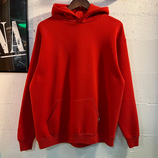 Vintage 1980's Russell Athletic Blank Pullover Hoodie Sweatshirt - Size XL - Made In USA - Red