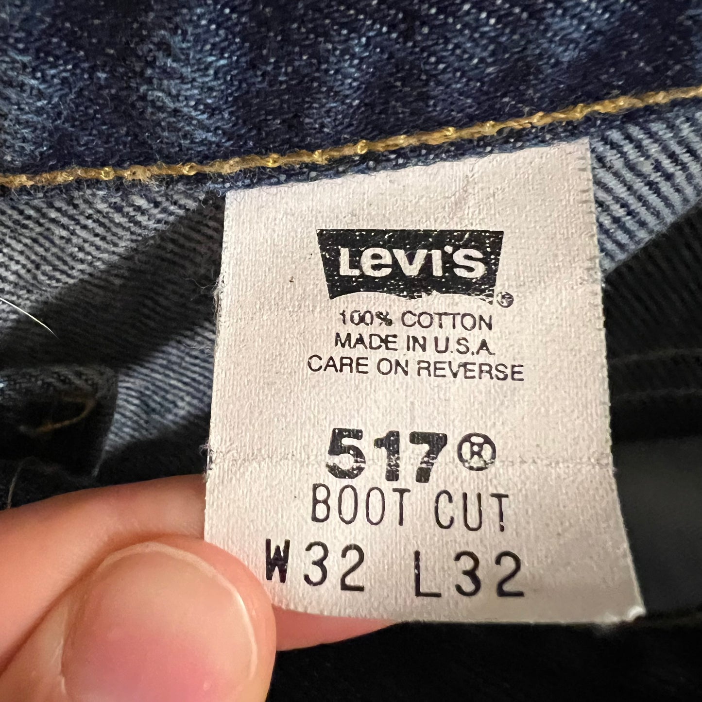 Vintage 90's Levi's 517 Boot Cut Dark Wash Denim Jeans - 30" x 32" - Made In USA - Dark Wash Indigo