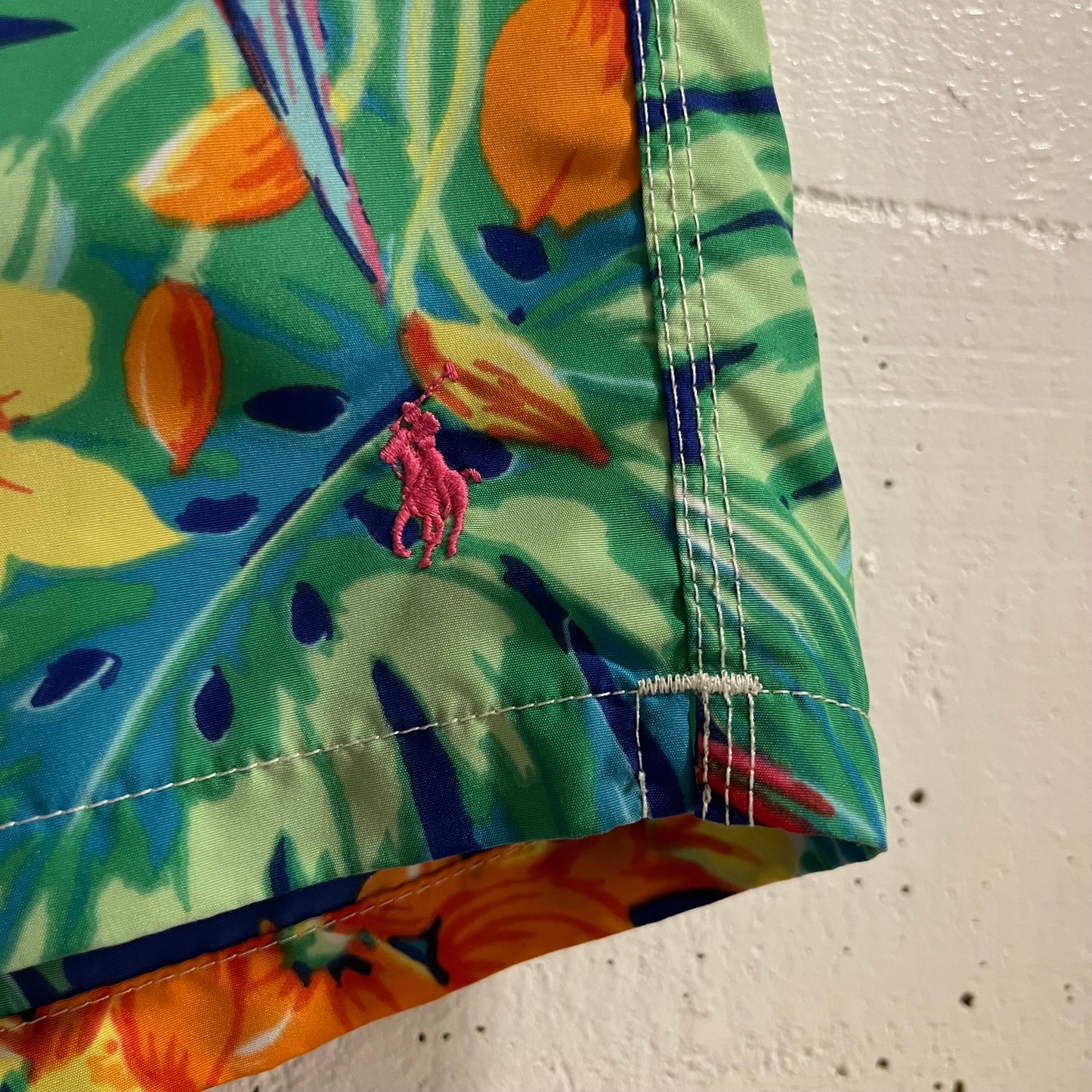 Polo Ralph Lauren Swimwear Tropical Print Swim Trunks - Size Medium - Blue/Multi