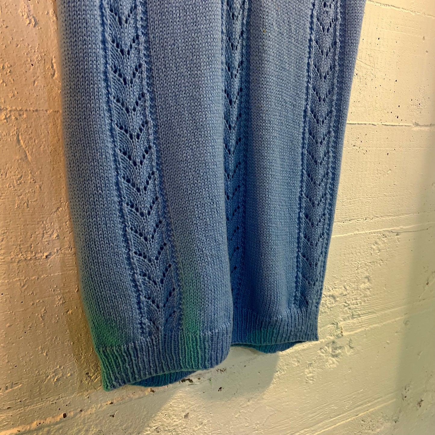 Vintage Knitted Handmade Fancy Sweater Vest - Size Large - Baby Blue