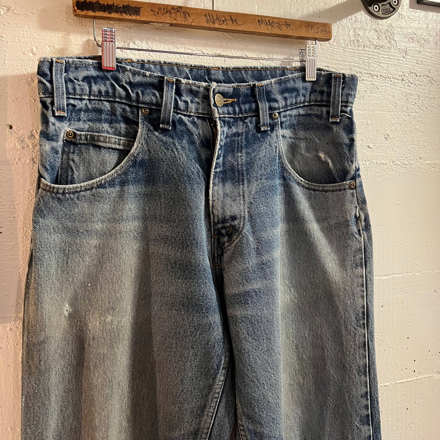 Vintage 90's Prison Blues Faded Straight Leg Denim Jeans - Size 34" - Made In USA - 100% Cotton