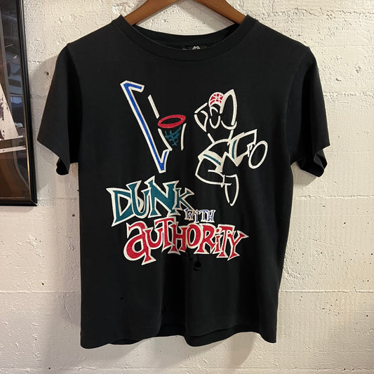 Vintage 90’s Distressed Above The Rim Hoop Wear Reebok Basketball Single Stitch Baby T-Shirt -Size Youth Medium - Made In USA - Black/Multi