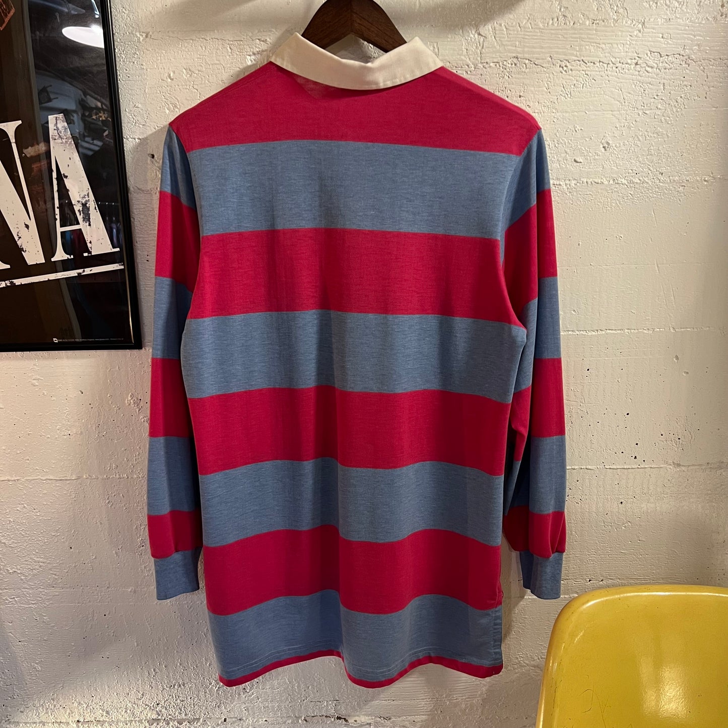 Vintage 90’s Classic Fashion Rugby Style Long Sleeve Striped Shirt - Size Medium - Made In USA - Pink/Blue/White