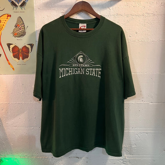 Vintage Michigan State Spartans Forrest Green T-Shirt - Size XXL - Made In USA
