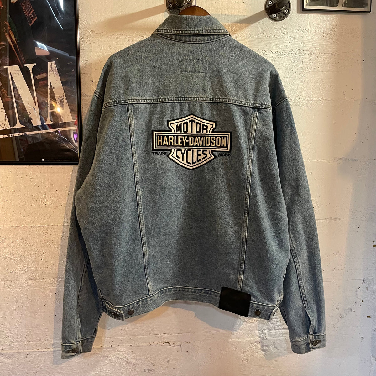Vintage 90's Harley Davidson Embroidered Bar & Shield Denim Jacket - Size Medium - Made In Canada - 100% Cotton