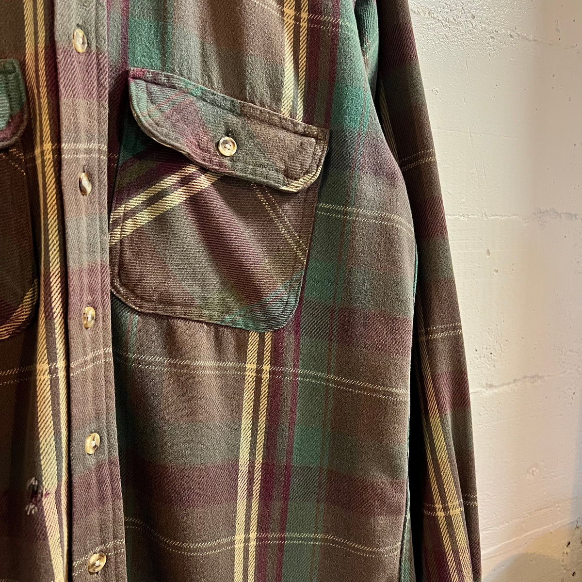 Vintage 90’s Five Brothers Tartan Plaid Flannel - Size Large - Made In USA - Purple/Brown/Green/Tan