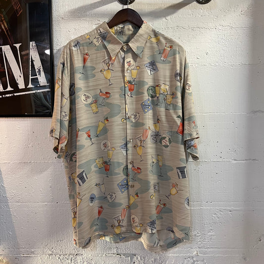 Vintage Tori Richard All Over Print Cocktail Rayon Camp Shirt - Size XL - Made In USA - Multicolor