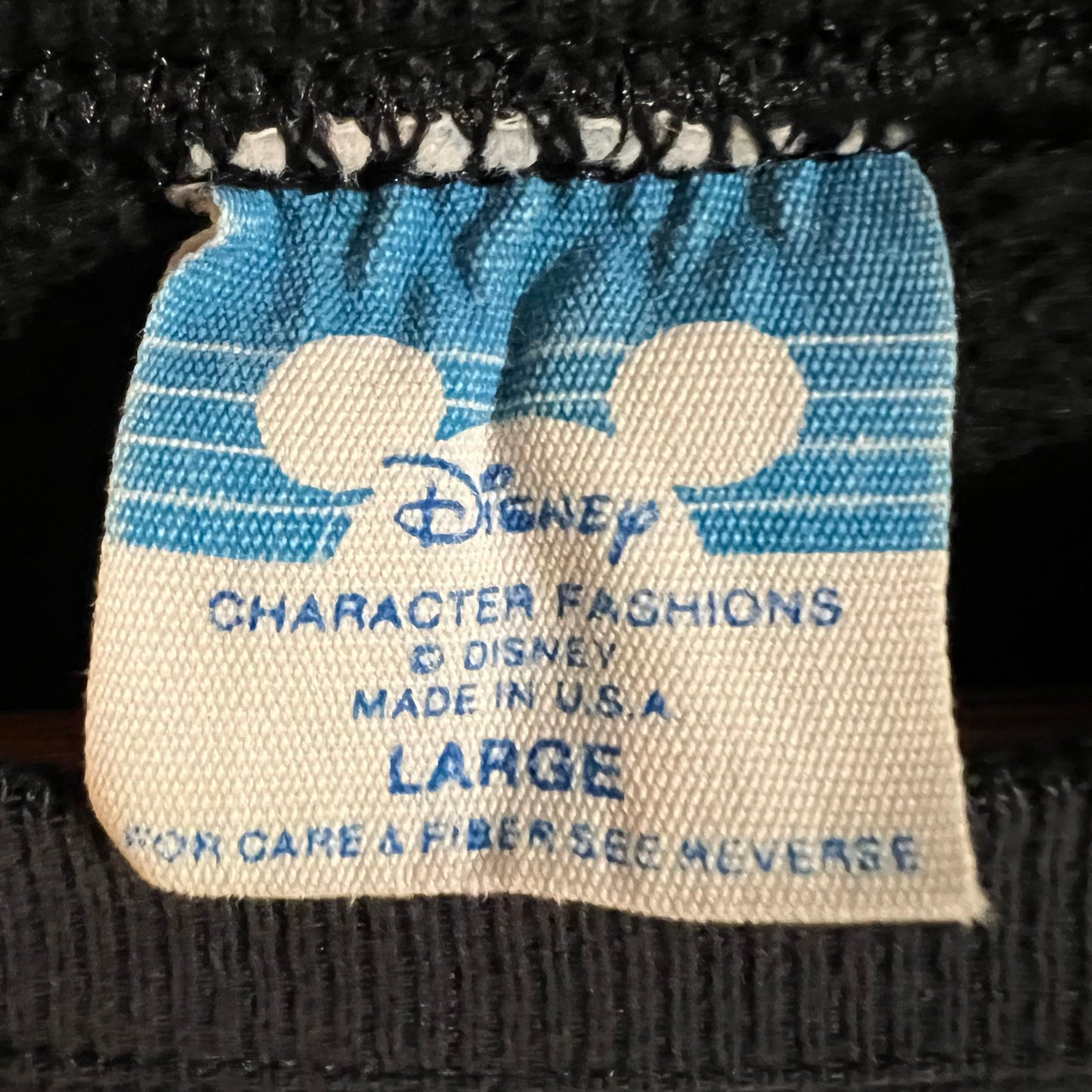 Vintage 80’s Distressed Disney Mickey Mouse Raglan Sleeve Crewneck Sweatshirt - Size Large - Made In USA - Black/Red/Yellow/White