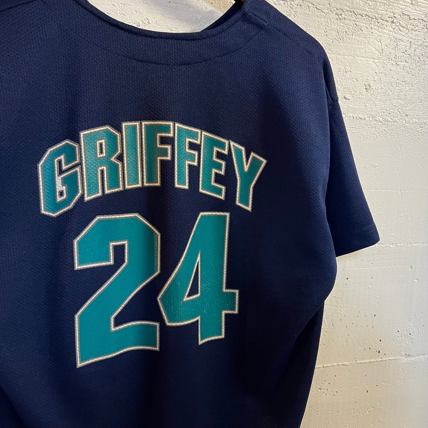 Vintage 90’s Starter Seattle Mariners ‘Griffey #24’ Mesh Baseball Jersey - Size Medium - Navy/Turquoise/White