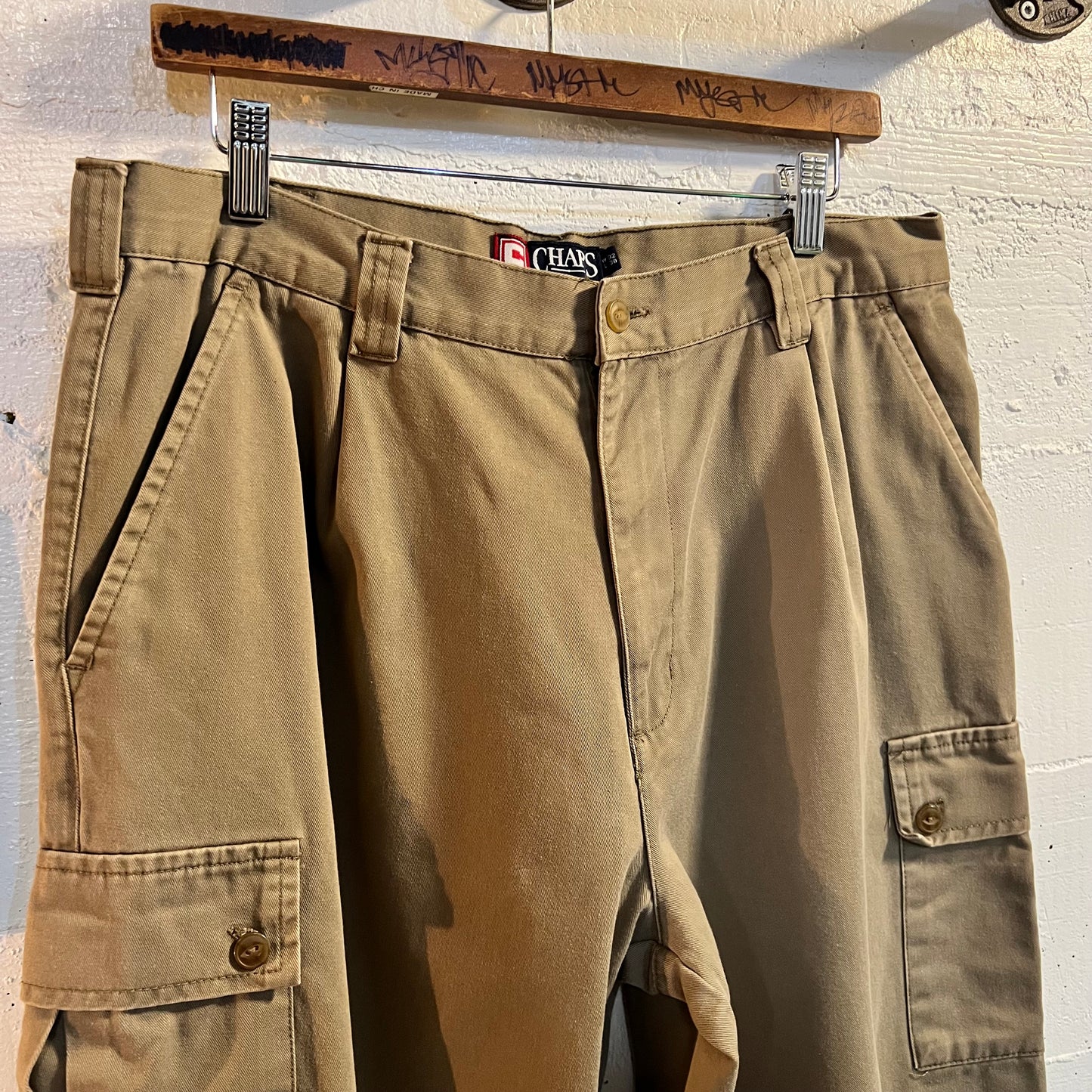 Vintage 90's Chaps Ralph Lauren Wide Leg Cargo Pants - Size 34/30 - Olive Drab