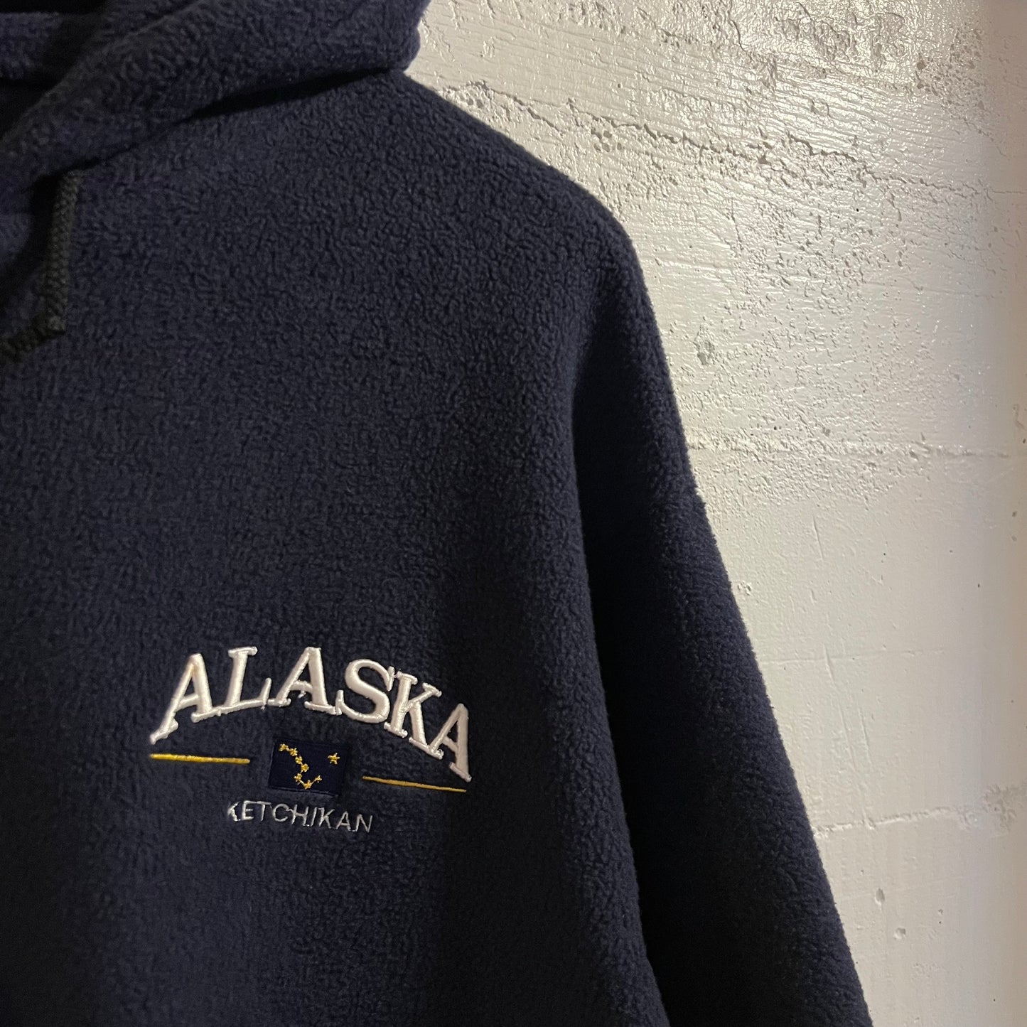 Vintage Embroidered Ketchikan, Alaska Zip Up Hoodie Fleece - Size Large - Made In USA - Navy