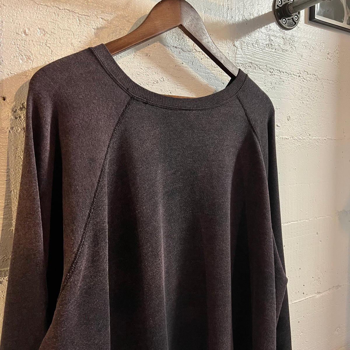 Vintage 70’s/80’s Distressed Purdue University Raglan Sleeve Crewneck Sweatshirt - Size Large - Faded Black/Yellow