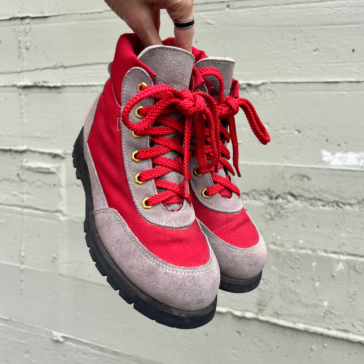 Vintage Rocky Boots Hiking Boot - Size 8M/9.5W - Red/Gray - Made In USA