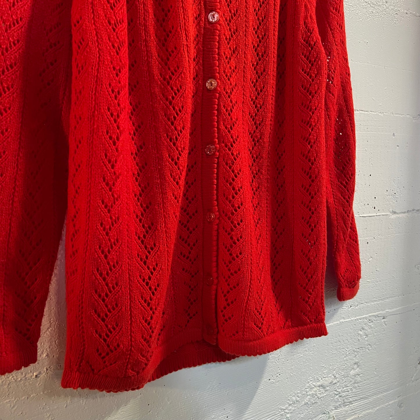 Vintage 1960's Sears Knit Acrylic Cardigan Sweater - Size Medium - Red
