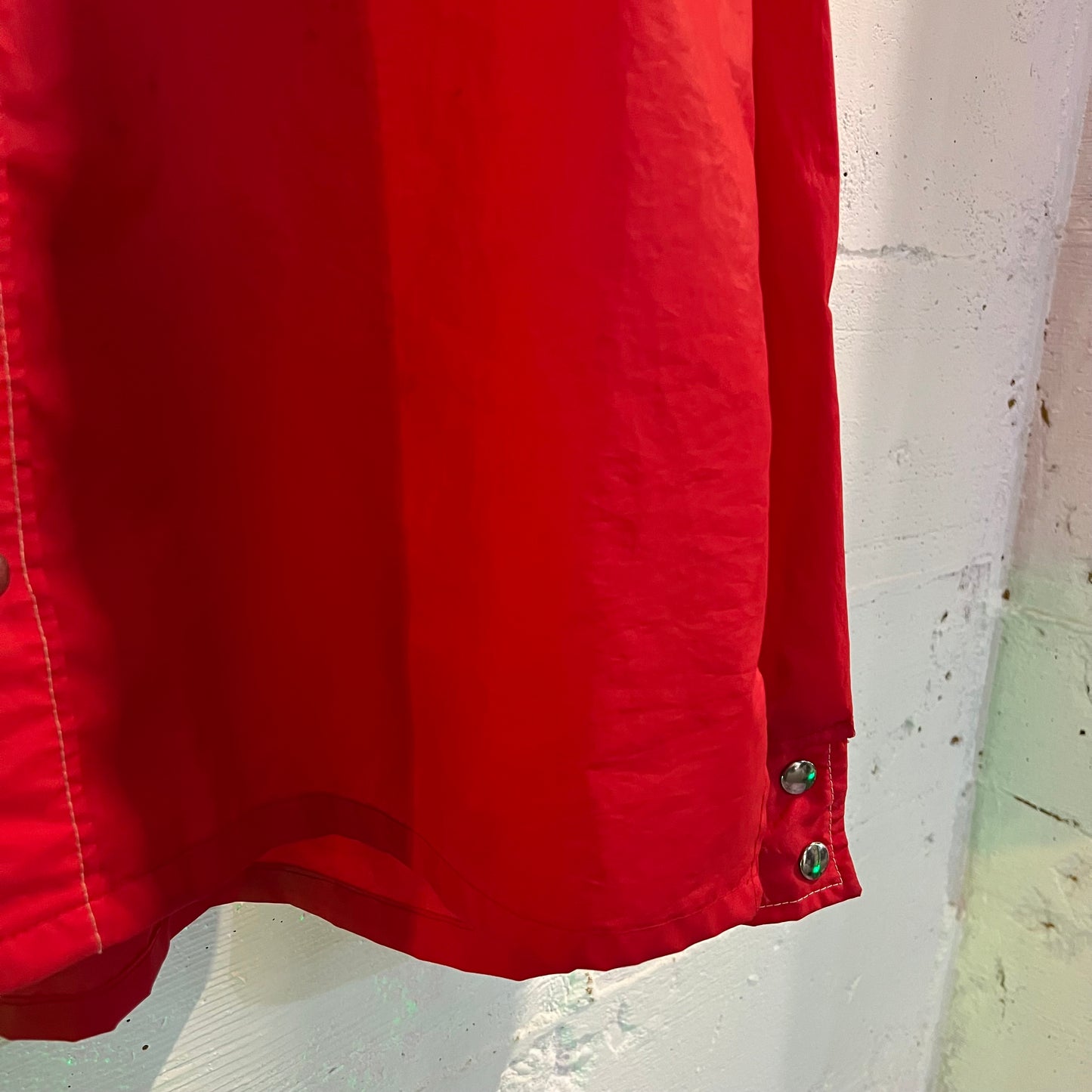 True Vintage 60's Champion Running Man Rodeo Style Button Snap Nylon Jacket - Size XL - Made In USA - Red/White