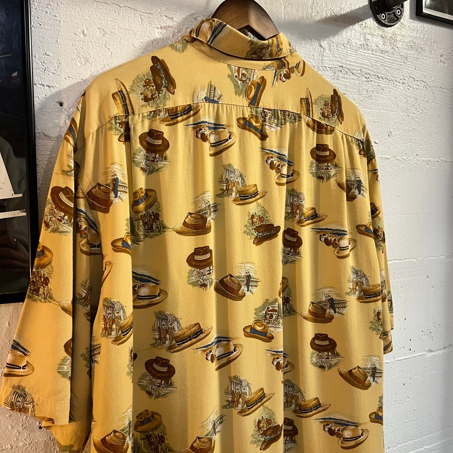 Vintage Polo Ralph Lauren Summer Hat All Over Print Rayon Loop Collar Aloha Hawaiian Shirt - Size XL - 100% Rayon