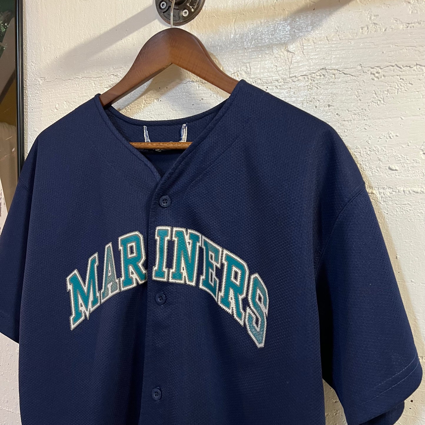 Vintage 90’s Starter Seattle Mariners ‘Griffey #24’ Mesh Baseball Jersey - Size Medium - Navy/Turquoise/White