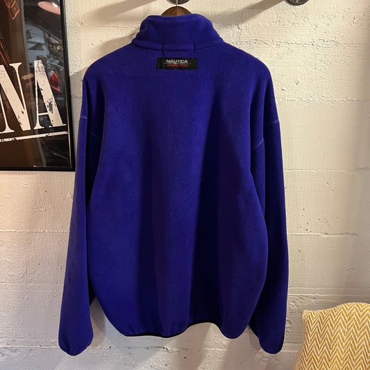 Vintage 90’s Embroidered Nautica Competition 1/4 Zip Pullover Fleece Jacket - Size XL - Made In USA - Purple