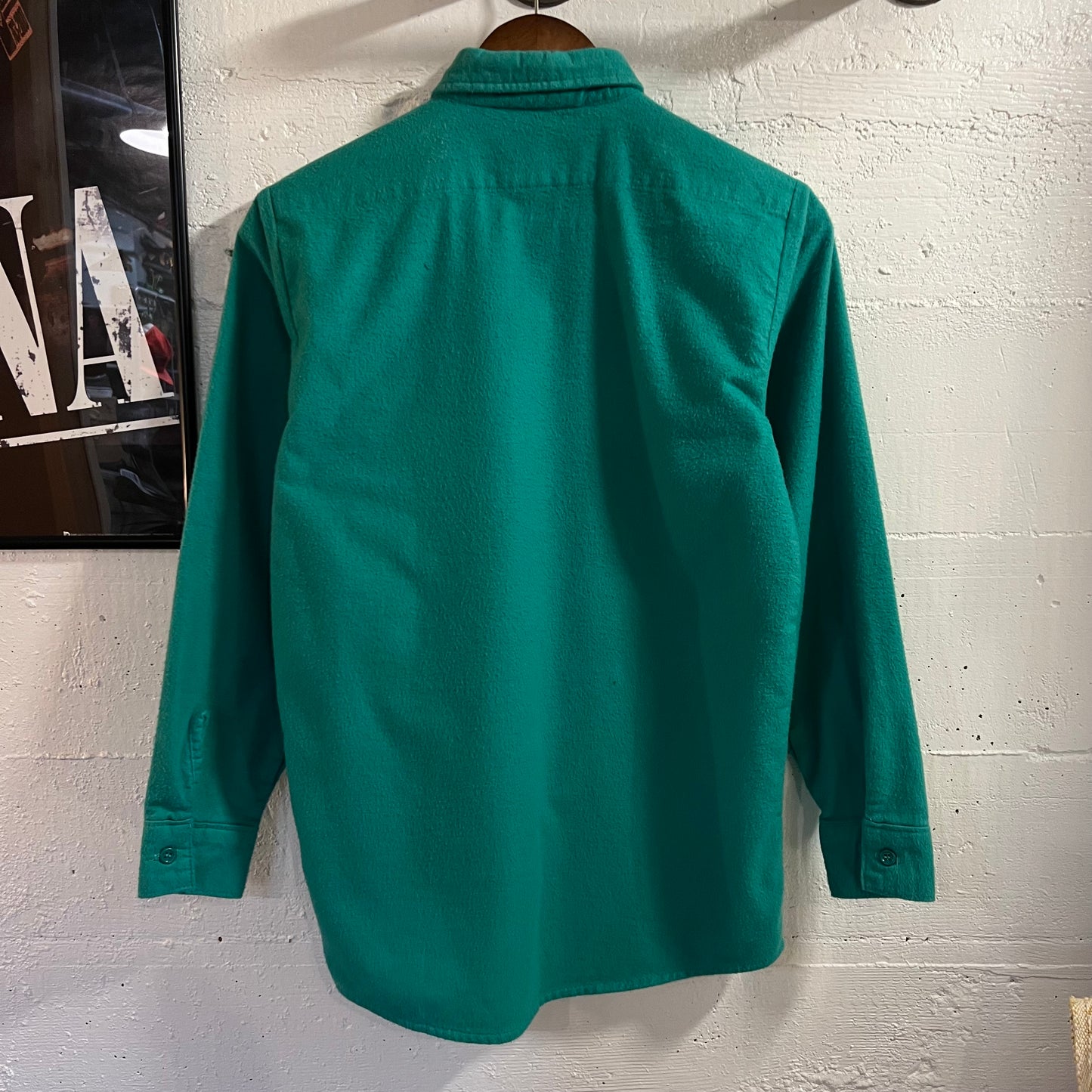 Vintage 70’s/80’s Five Brothers Chamois Cloth Long Sleeve Button Up Shirt - Size XS - Union Made In The USA - Kelly Green