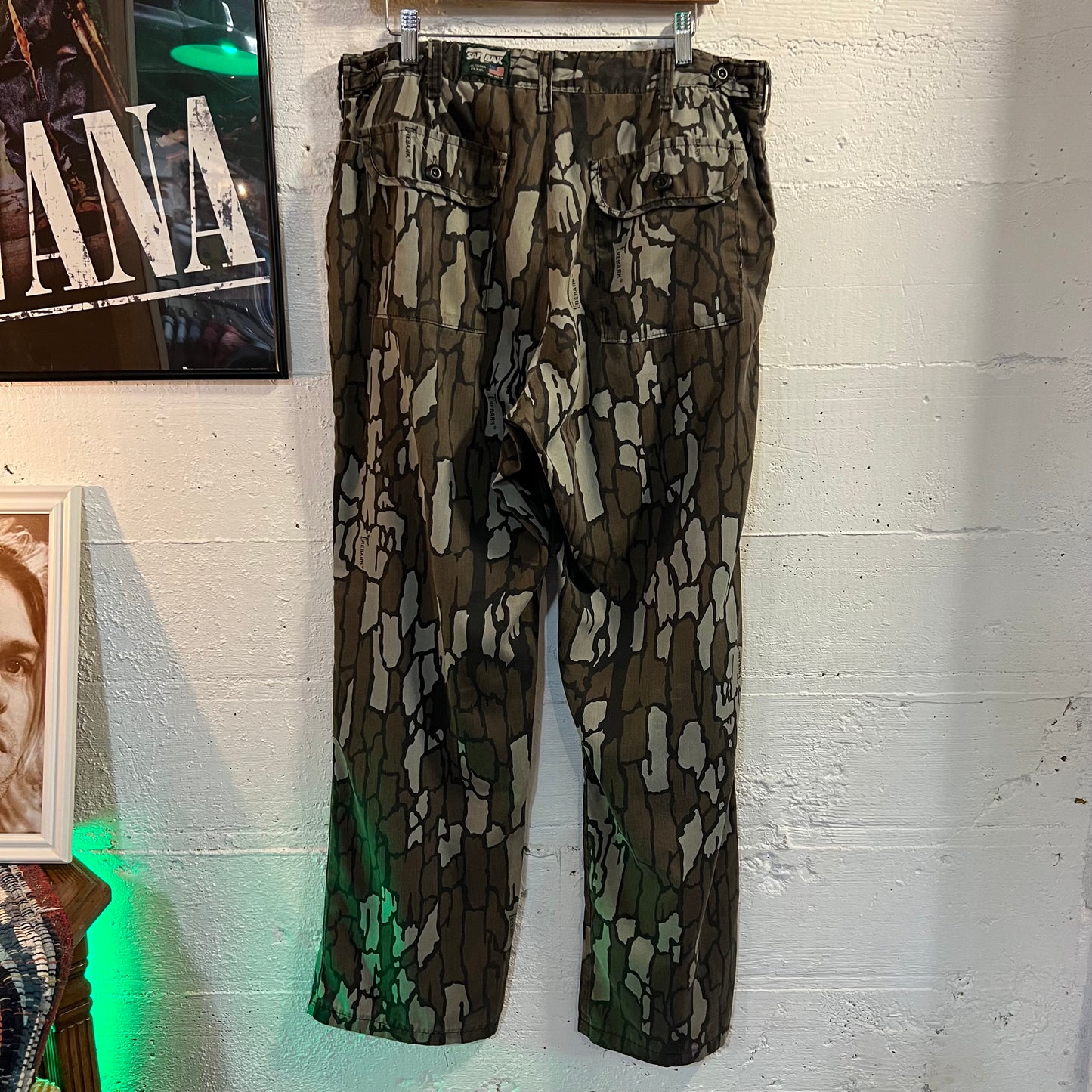 Vintage Saf-T-Back Trebark Camo Pants - Size 34" - Made In USA - Camouflage