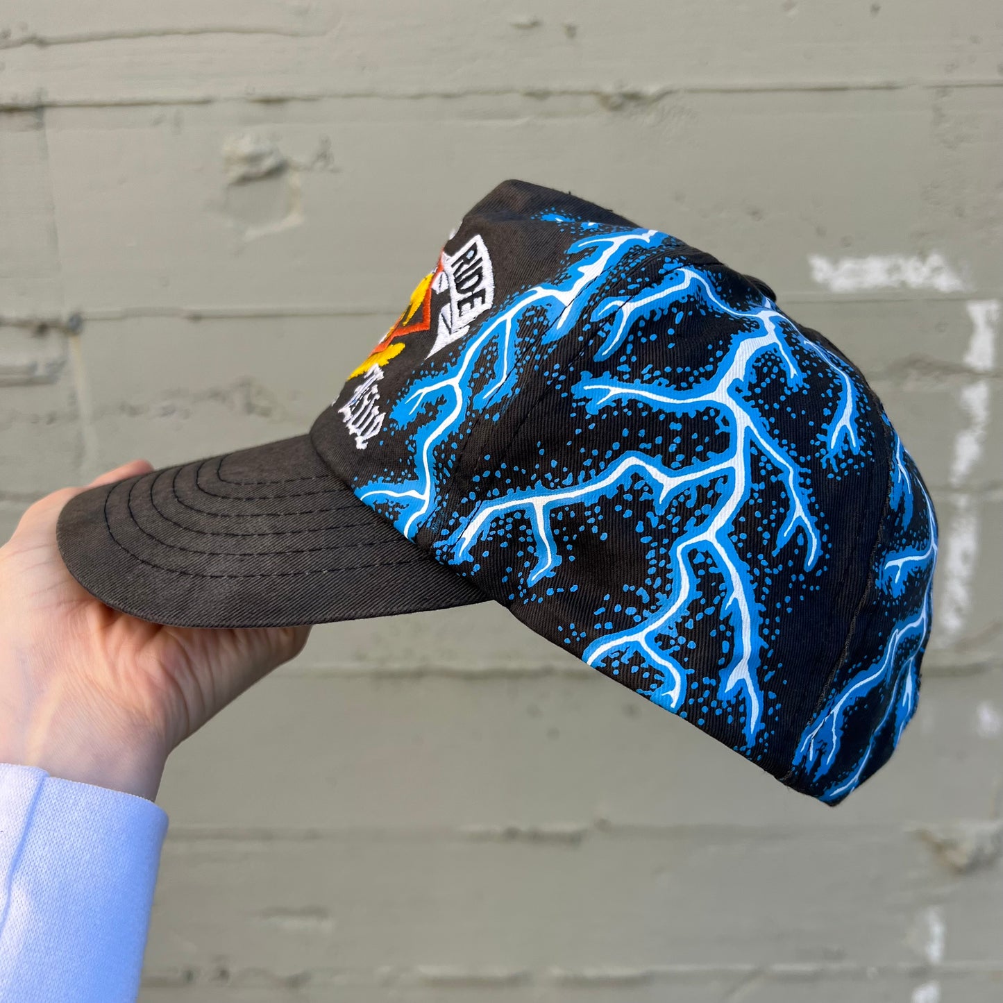 Vintage 'Live To Ride' Screaming Eagle Lightning Snapback Hat - O/S - Black/Blue