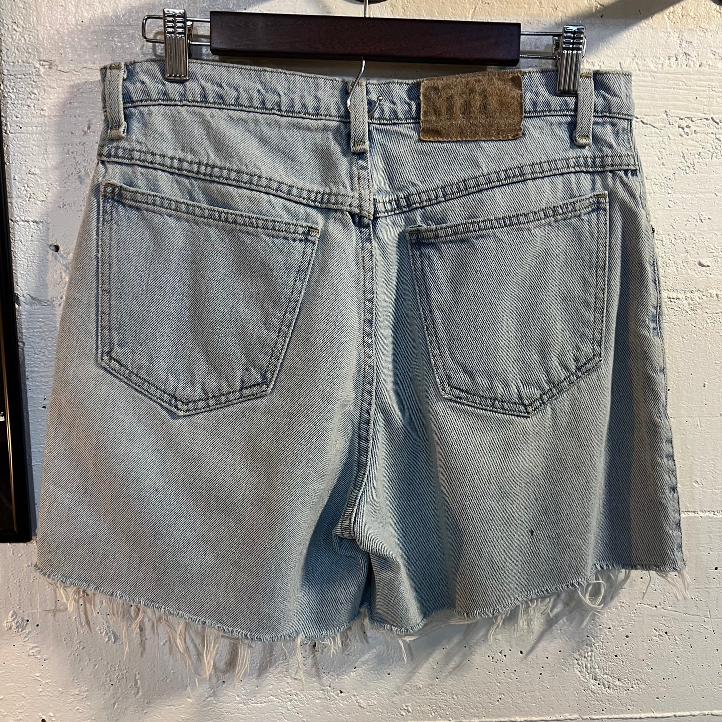 Vintage 90's Stonewash Cut Off Denim Shorts - Size 30" x 5" - Light Faded Indigo