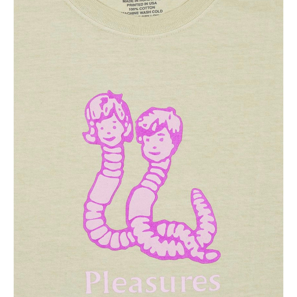 *New* Pleasures 'Mud' Pigment Dyed Graphic T-Shirt - Size Medium - Natural - 100% Cotton