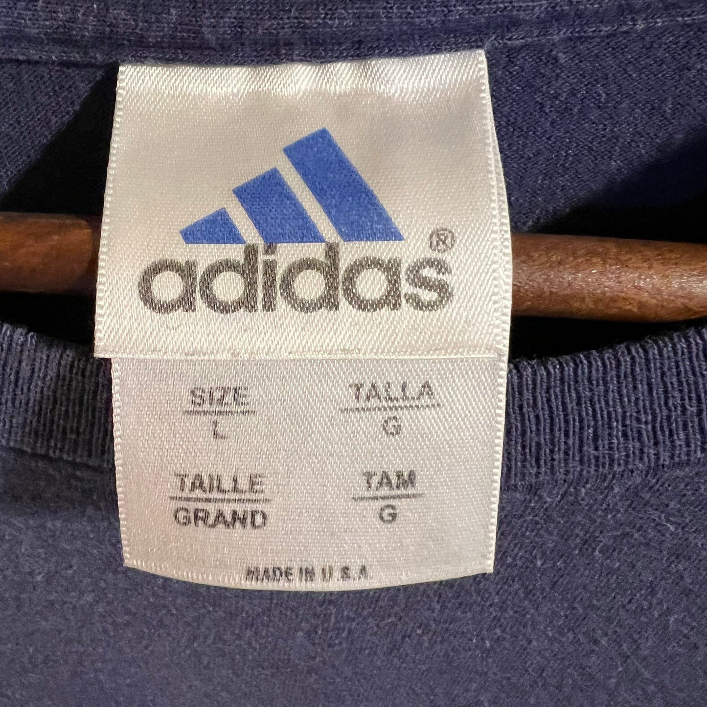 Vintage 90's Adidas T-Shirt - Size Large - Made In USA - Navy
