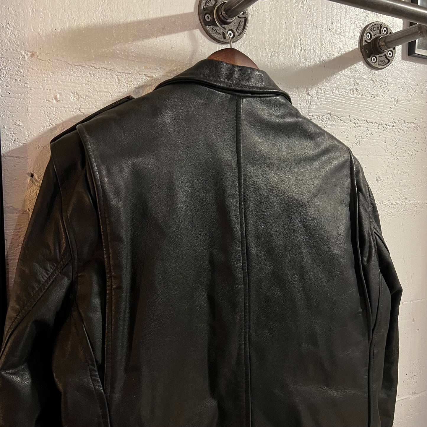 Vintage 1980's Berman's Leather Moto Biker Jacket - Size 14 (Medium) - Genuine Leather - Black