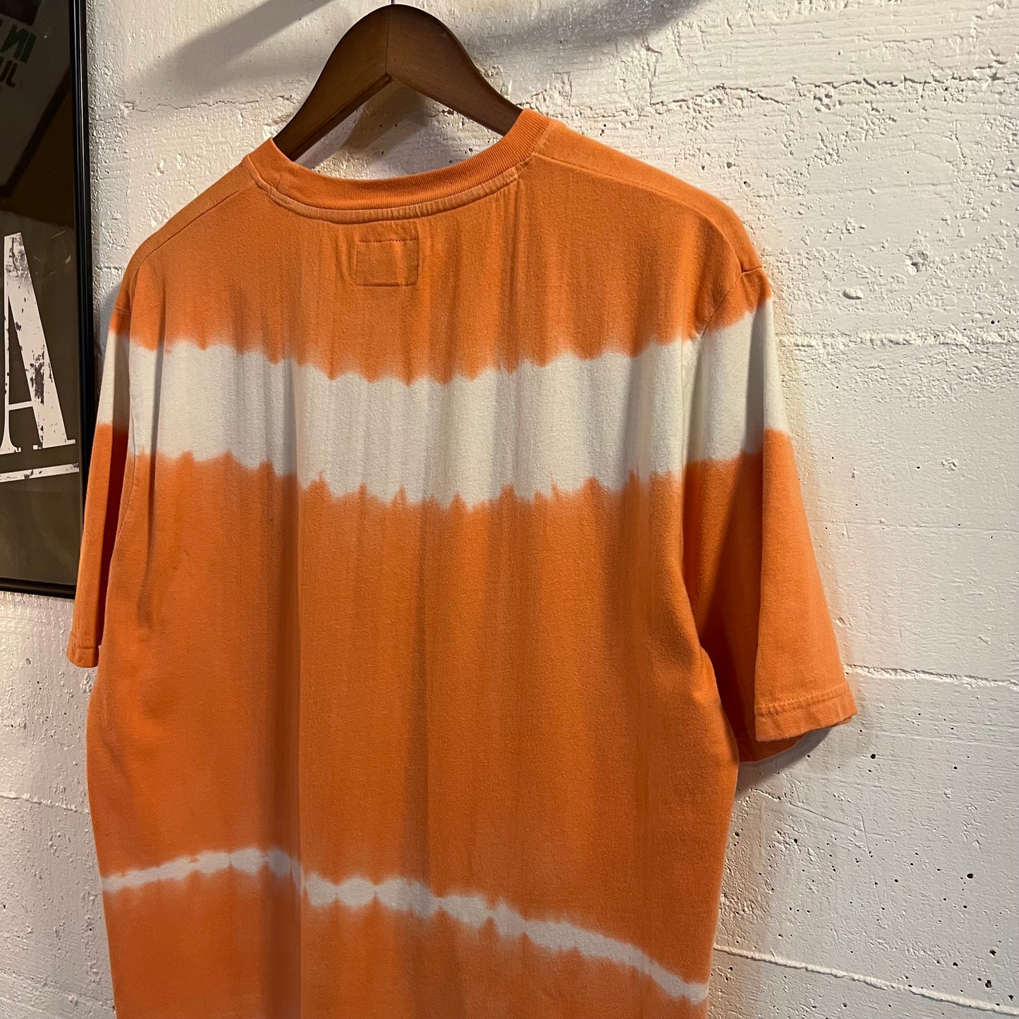 *Pre-Owned* Stüssy Bleach Dyed Embroidered Logo T-Shirt - Size Medium - Coral/White