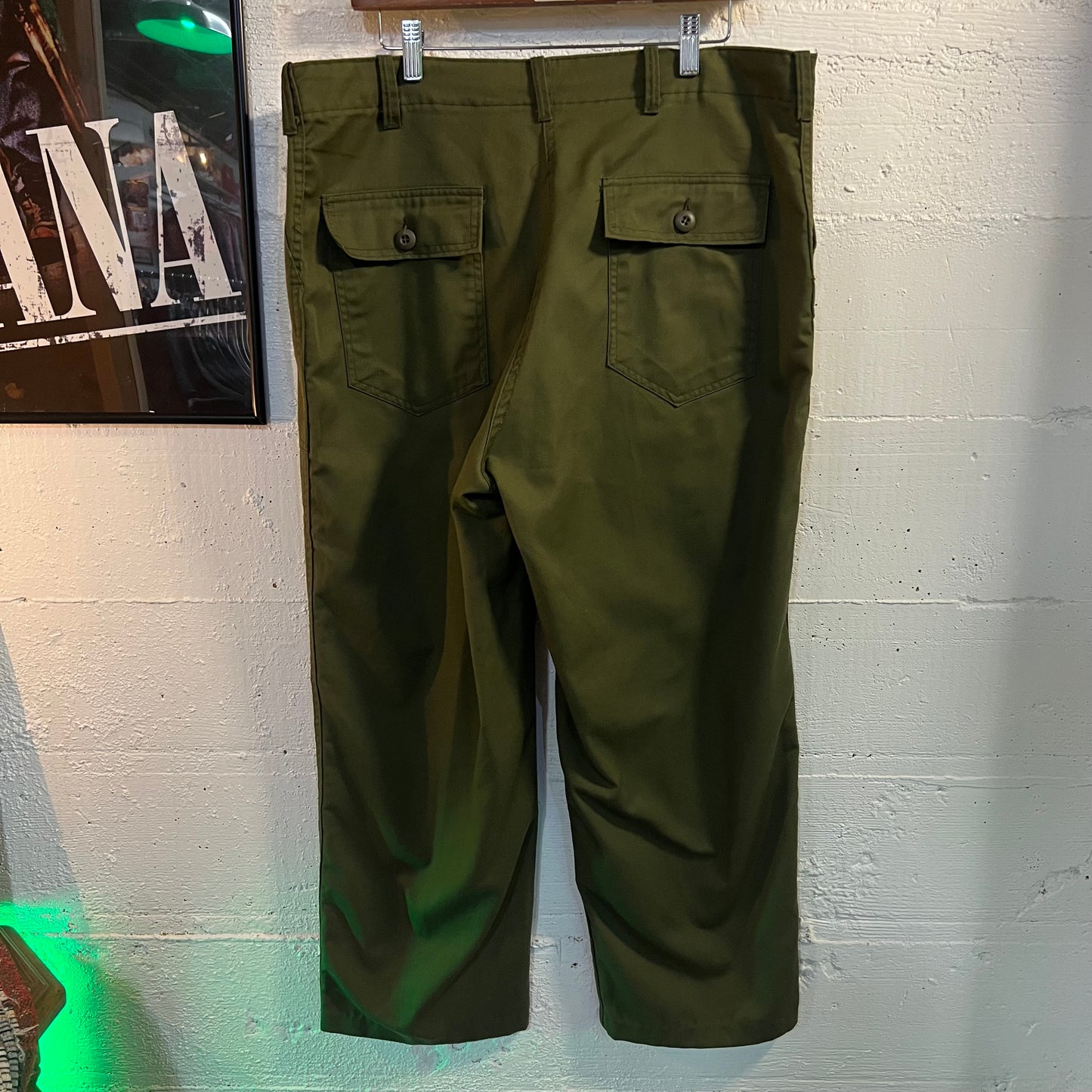 Vintage 1970's OG-507 Utility Trouser Pant Ideal Locking Zipper - Size 37" x 25.5" - Olive Drab