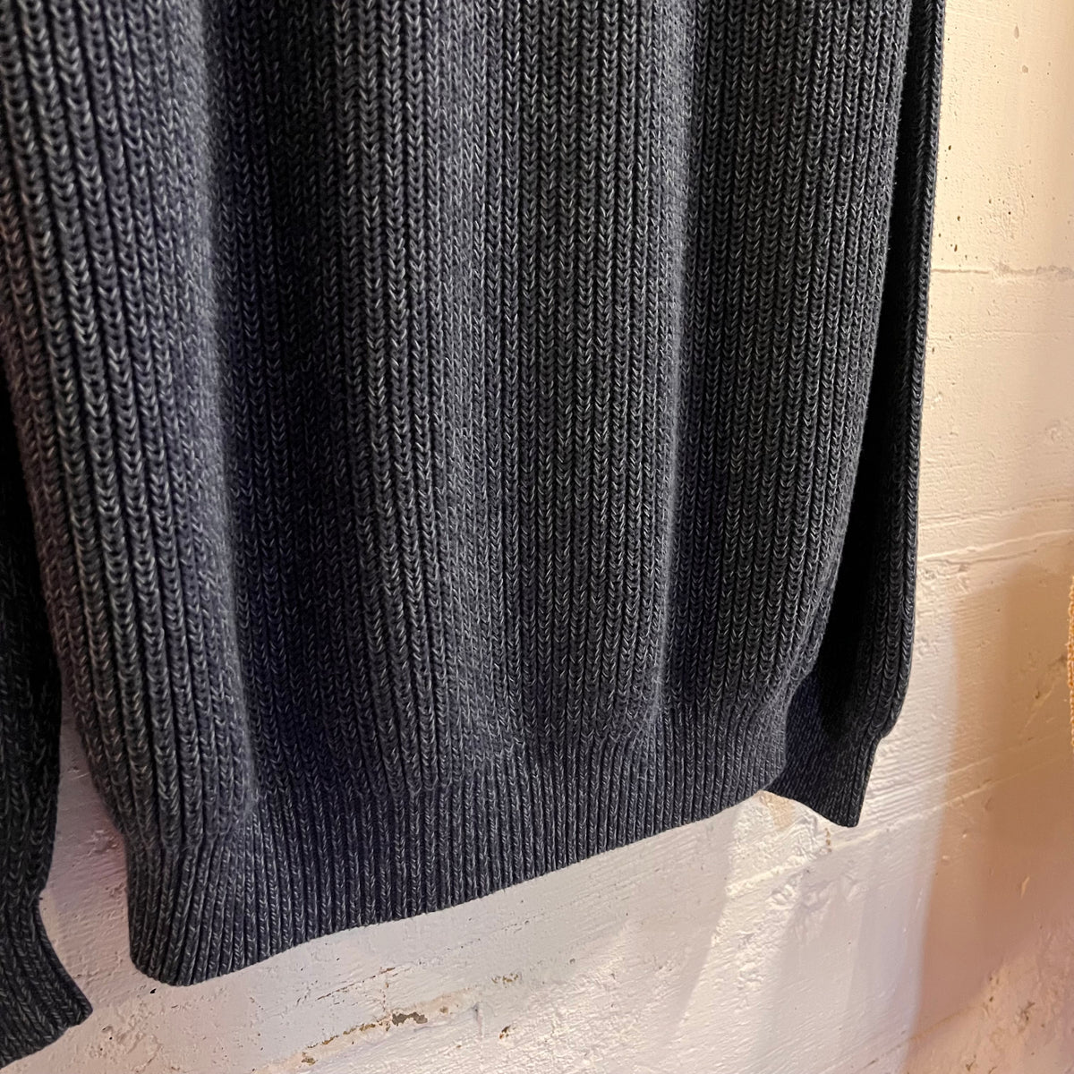 Vintage 2000’s L.L.Bean Heavyweight Full-Zip Mock Neck Ribbed Knit Sweater - Size Medium - Navy
